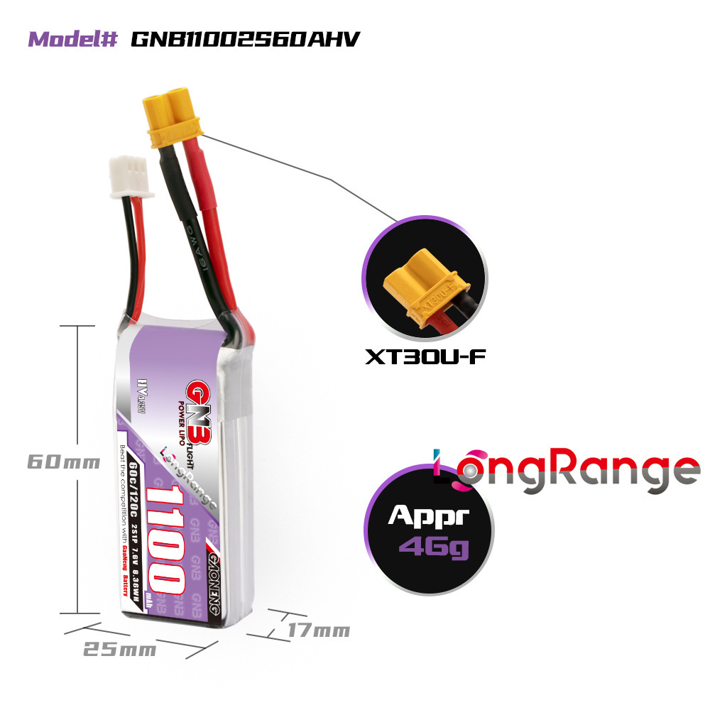 GNB 1100mAh 2S 3S 4S 6S 60C/12 - đánh giá và giá Drone Battery Lipo