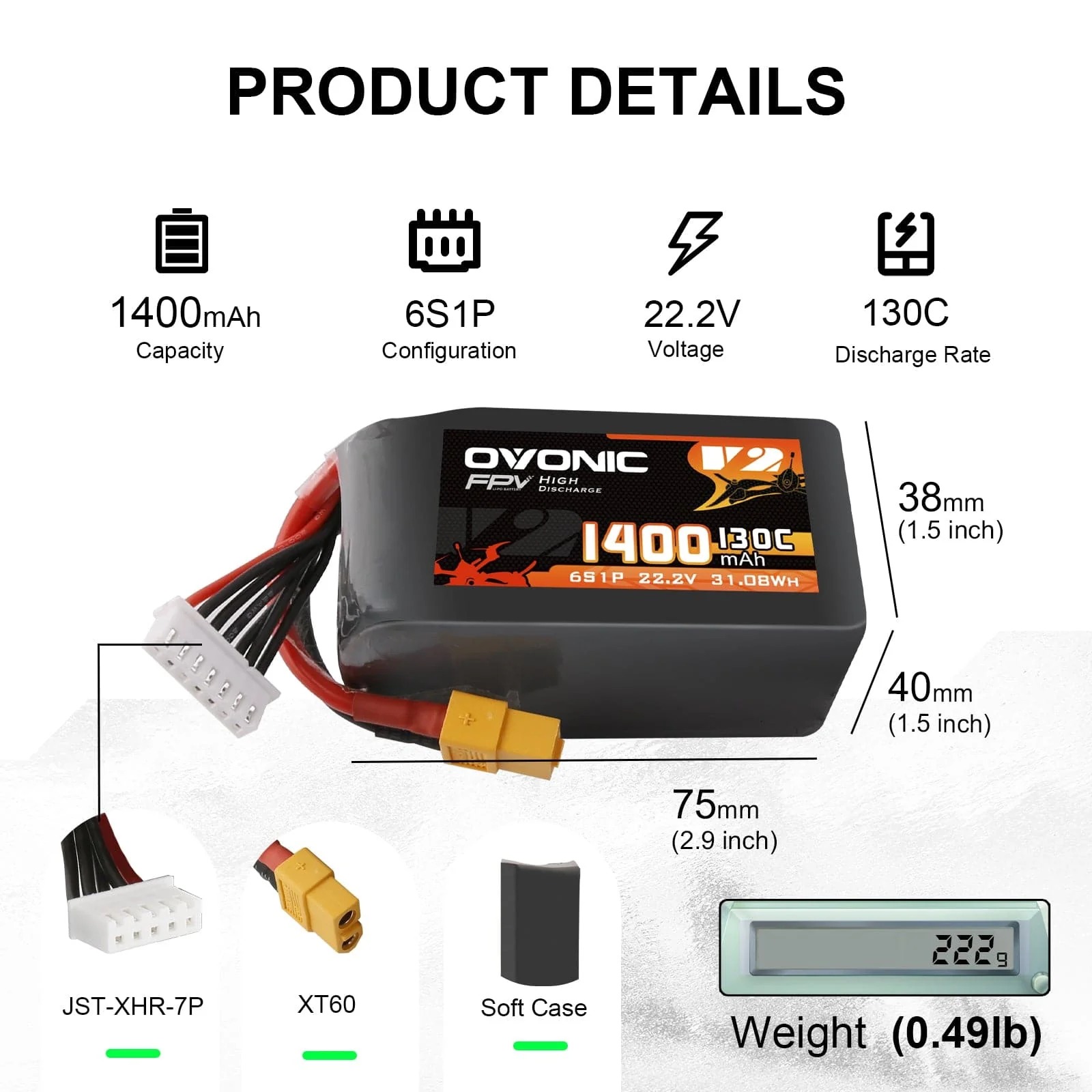 Ovonic 6S LiPo Battery 22.2V 1 - đánh giá và giá Drone Battery 6S